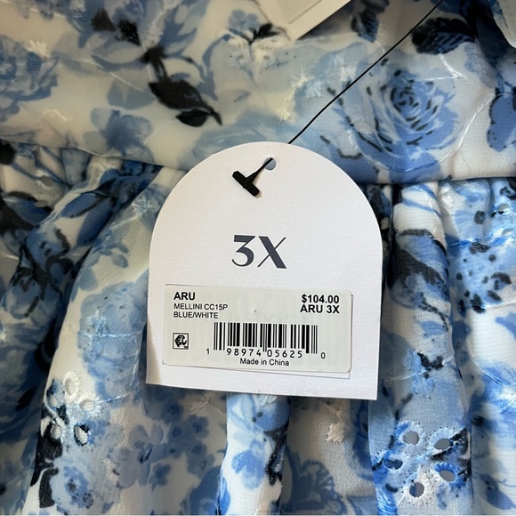 NEW Arula White and Blue Floral Mini Dress Plus Size 0X, 1X and 3X Available NWT - Picture 6 of 10